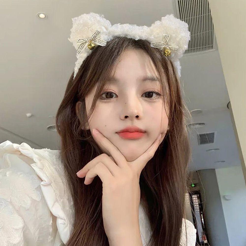 NICKOLAS Băng Đô Nhung Gắn Chuông Dễ Thương Dùng Rửa Mặt Cho Nữ