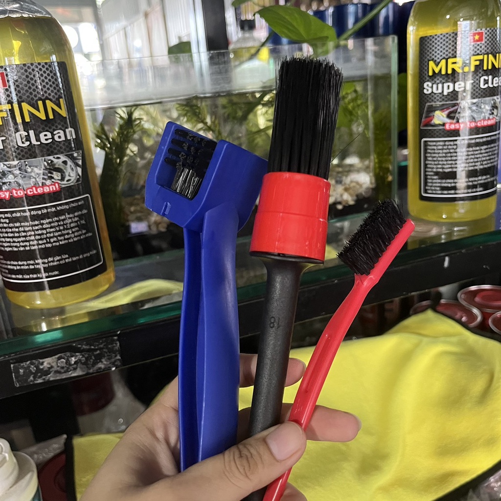 Bộ Cọ Vệ Sinh Xe Gồm Cọ Rửa Xe + Bàn Chải Chà Sên 2 Đầu + Cọ Chi Tiết