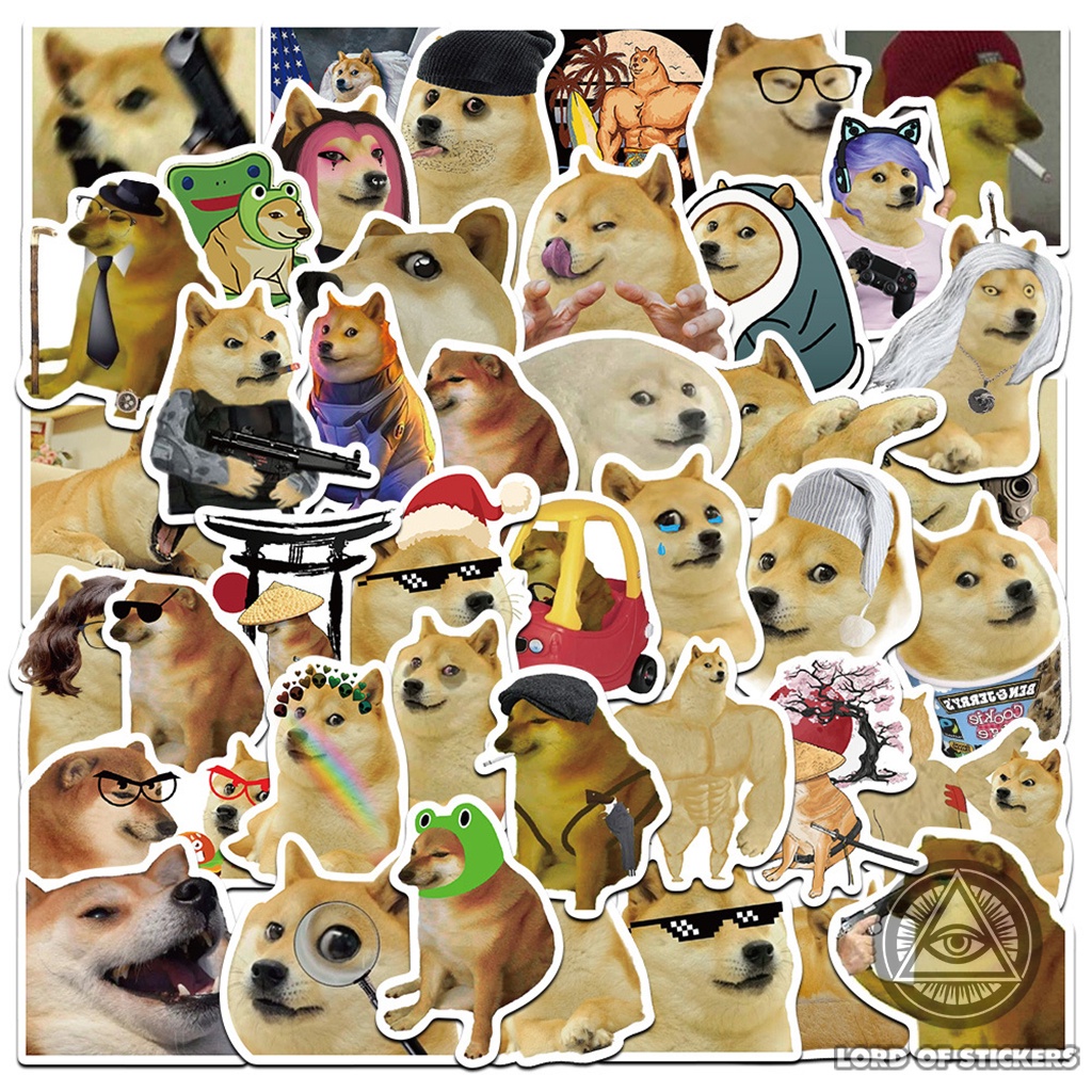 Set 50 Sticker Cheems Doge Meme Chó Vui Nhộn Hài Hước, Hình Dán Chống