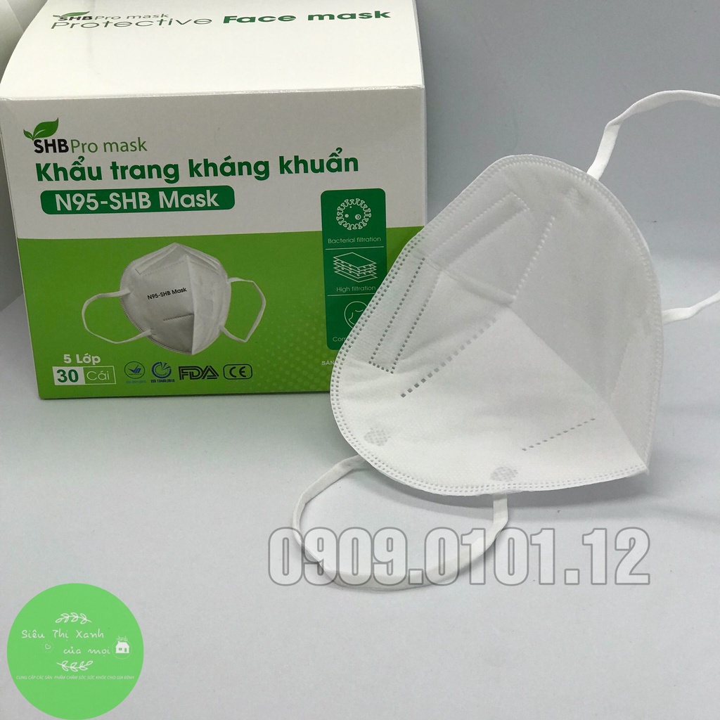 KHẨU TRANG KHÁNG KHUẨN N95 (SHB Pro Mask - FFP2 - 5 Lớp - Hàng Xuất Khẩu, Phân Phối Bệnh Viện) [Chính Hãng - Độc Quyền] | BigBuy360 - bigbuy360.vn