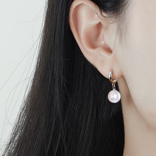 Bông tai nữ kiểu móc tròn hạt châu trắng dễ thương phụ kiện trang sức nữ style hàn quốc