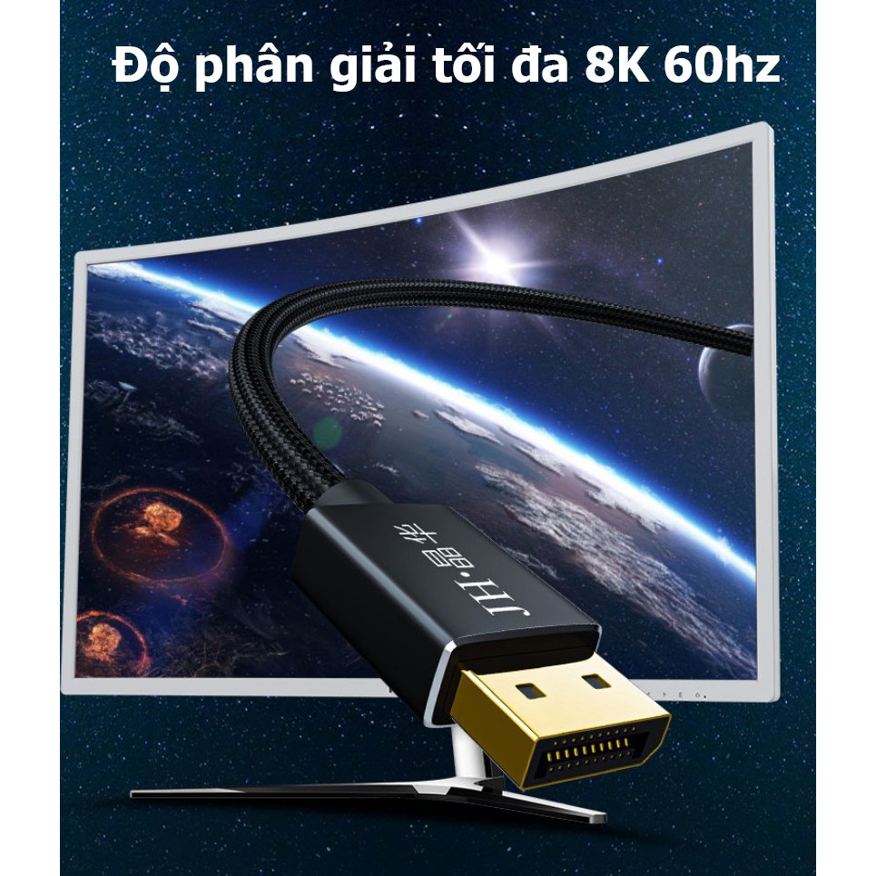 Cáp Displayport 1.4 hỗ trợ 8K 60hz/ 4k 144hz - Jinghua H502G