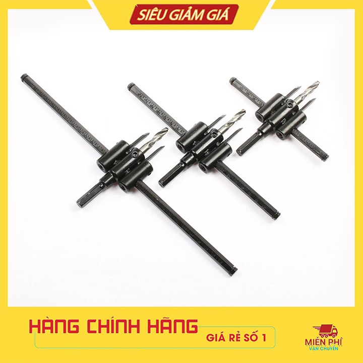 Mũi Khoan Khoét Lỗ Thùng Loa, Lỗ Đèn Thạch Cao 120mm 200mm 300mm (Bộ Mũi Khoét Lỗ Gỗ Thạch Cao Trần)