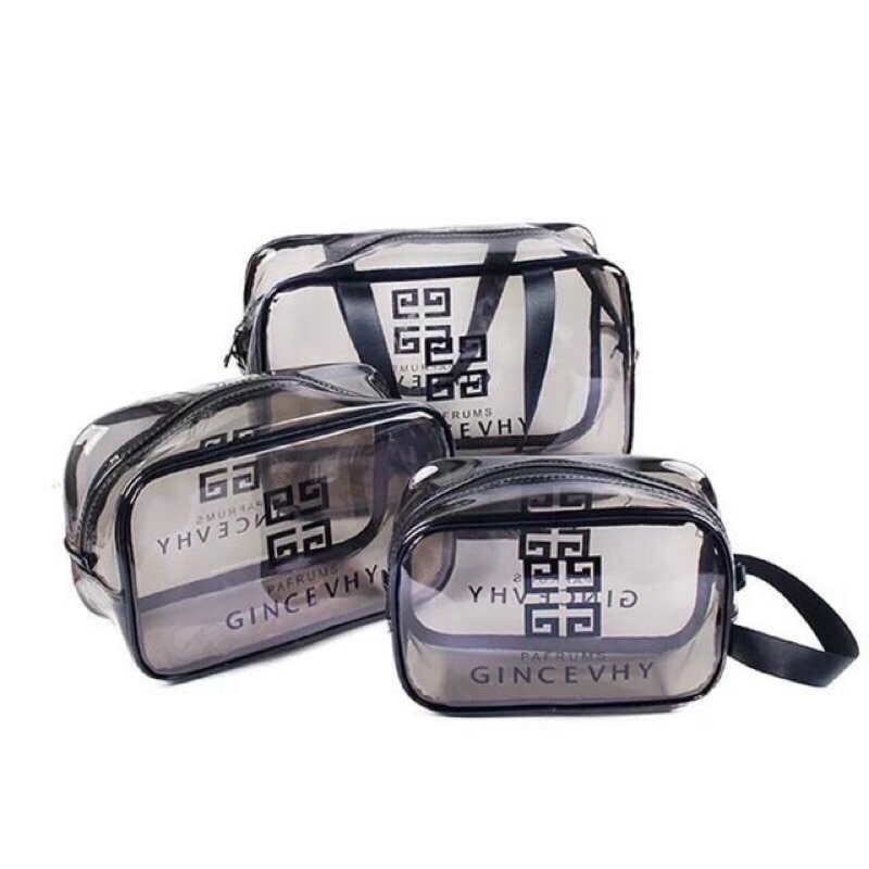 Bộ 3 Túi Gincevhy Đựng Đồ, Đựng Mỹ Phẩm, Đựng Đồ Đi Du Lịch Trong Suốt, Chống Nước