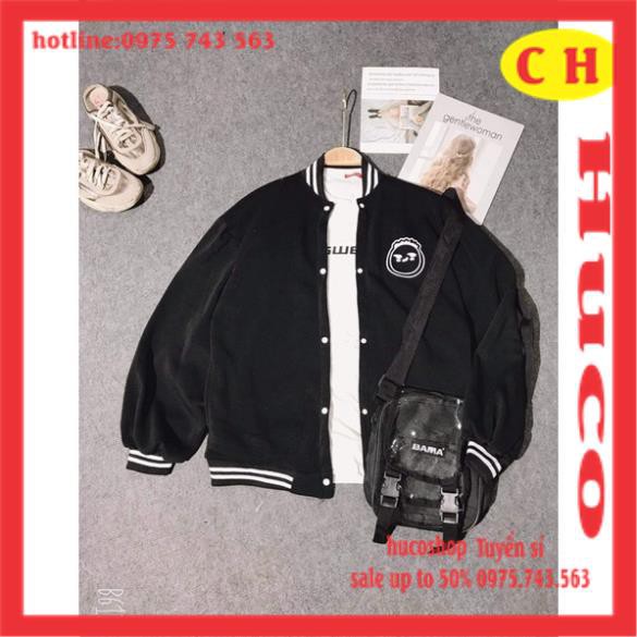 ÁO Khoác bomber logo mặt cười  thời trang thu đông Nam Nữ chất nỉ form thụng tay bồng  unisex freesize mặc đôi nhóm | BigBuy360 - bigbuy360.vn