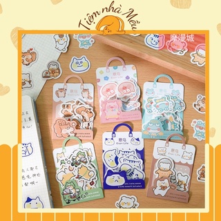 Gói Sticker 40 hình dán động vật dễ thương, gói 40 nhãn dán