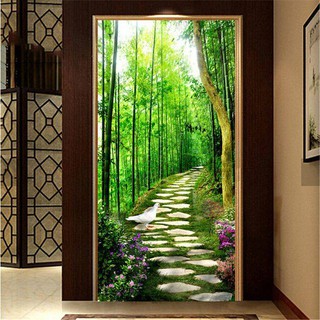 Tranh dán tường 3D con đường cây xanh 1 BINBIN PC09 (Kích thước:tuỳ chọn)