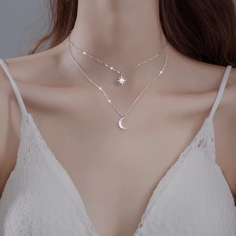 Vòng cổ Hai Lớp Hình Ngôi Sao Mặt Trăng Thời Trang