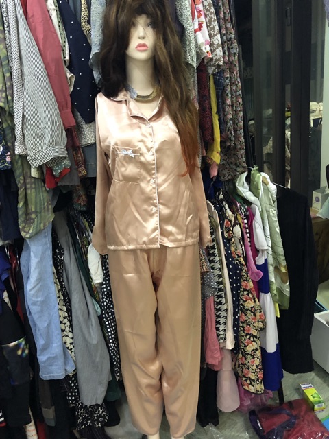 Bộ pizama tay dài quần dài phi lụa hàng đẹp size to