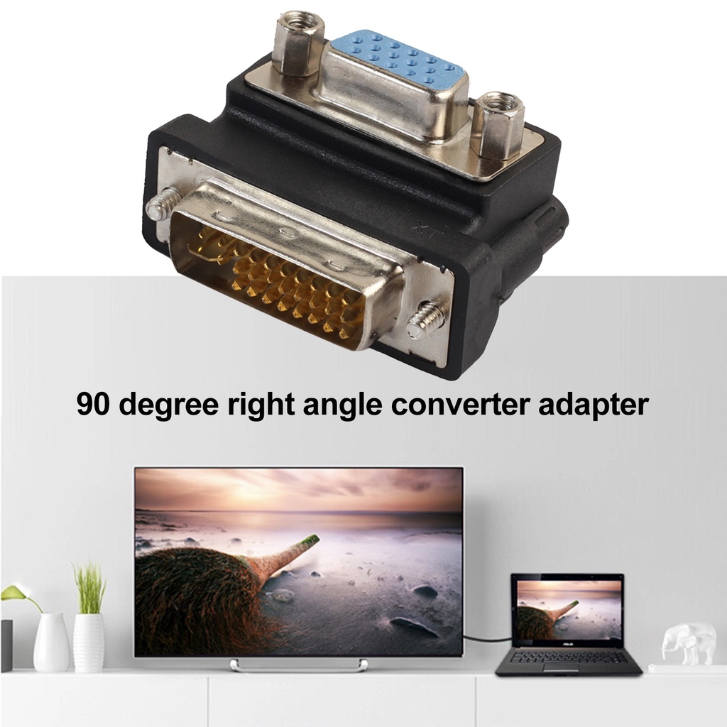 Đầu chuyển đổi DVI-I 24+5 sang VGA 15 Pin HDMI 90 độ màu cầu vồng