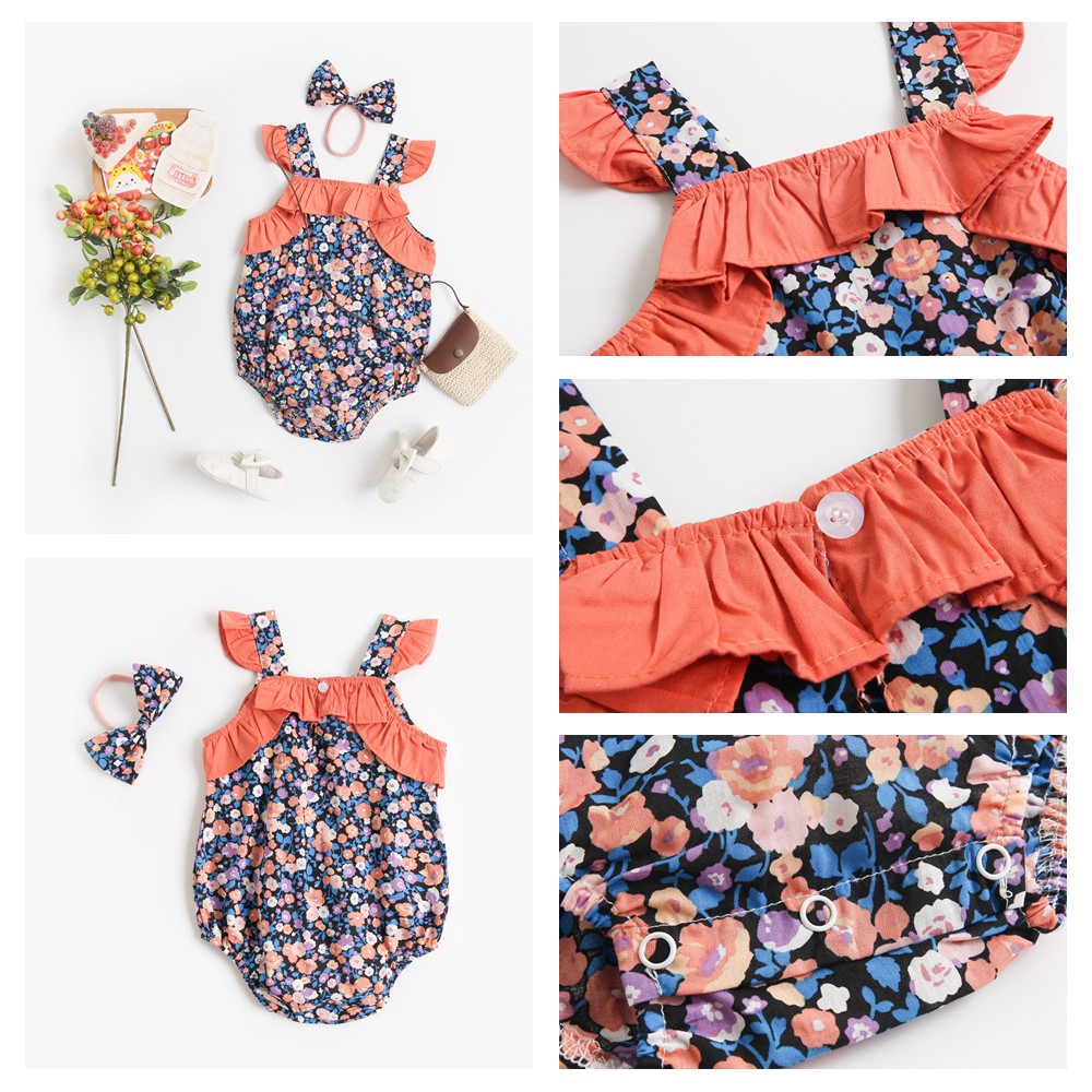 Áo liền quần Sanlutoz họa tiết hoa phong cách công chúa thời trang mùa hè cho bé gái