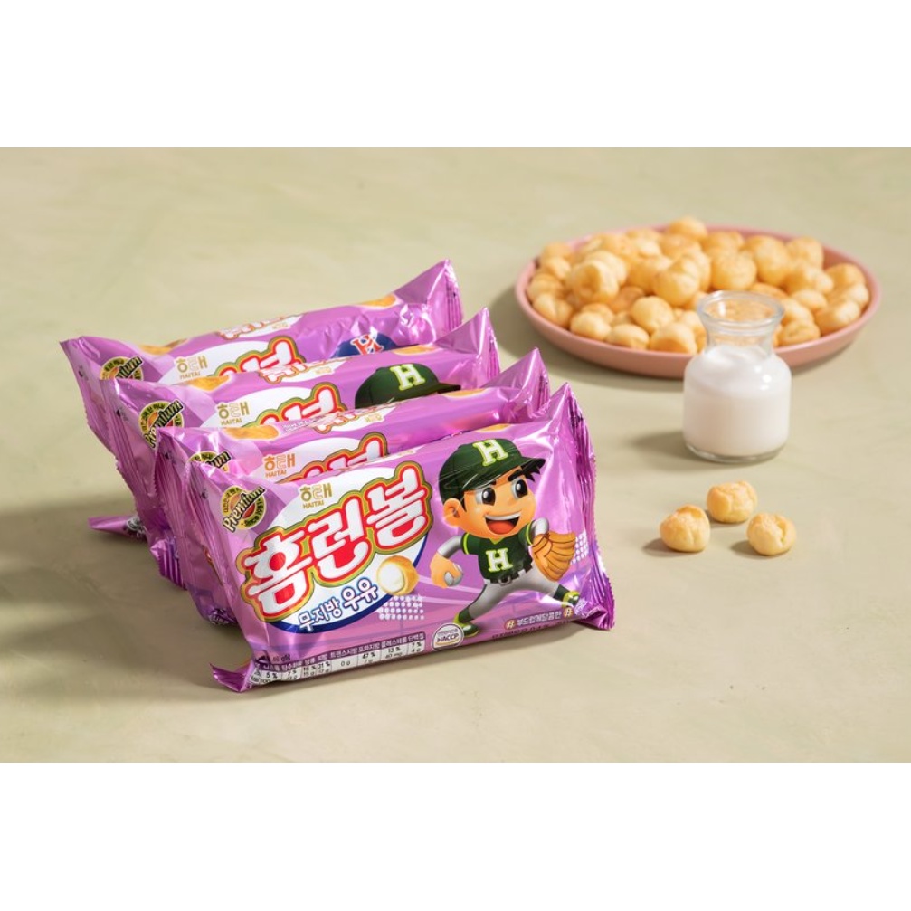 [HAITAI] SNACK BÓNG CHÀY NHÂN SỮA 46G- [해태] 홈런볼 무지방우유 46G