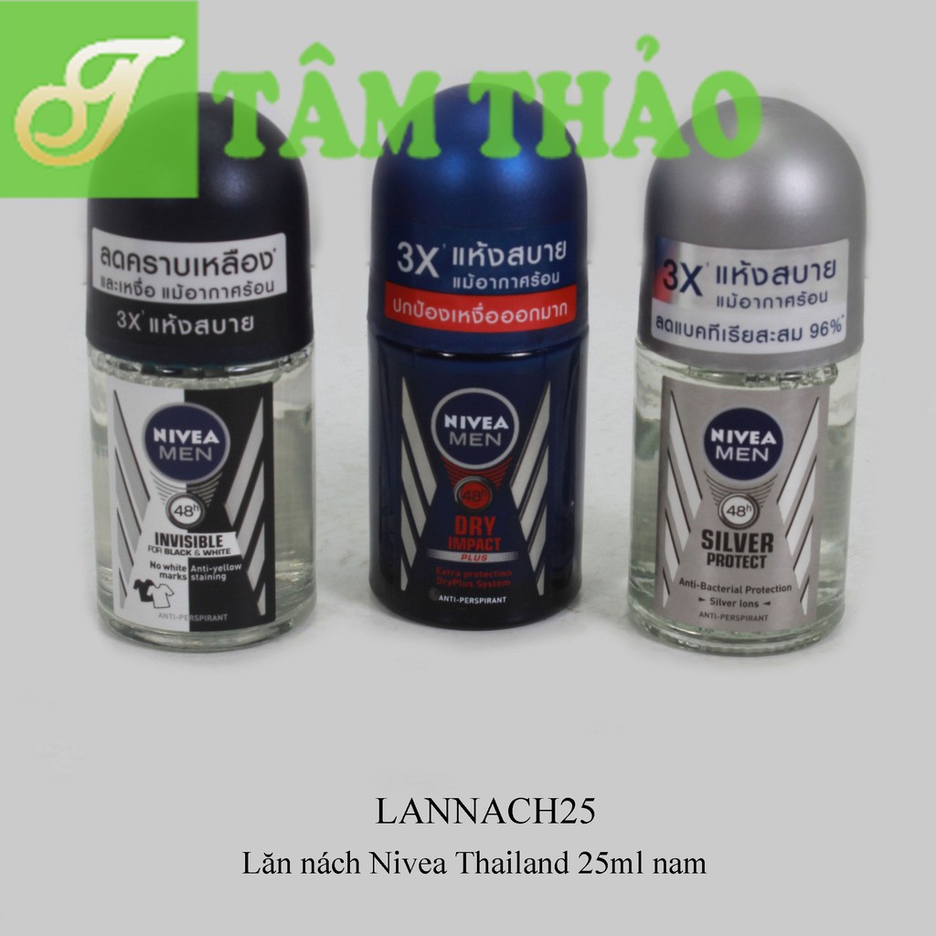 Lăn nách Nivea Thailand 25ml nam (màu xanh) 42185437.8850029816173.42217459, nữ (màu trắng) 8850029212821.42131946