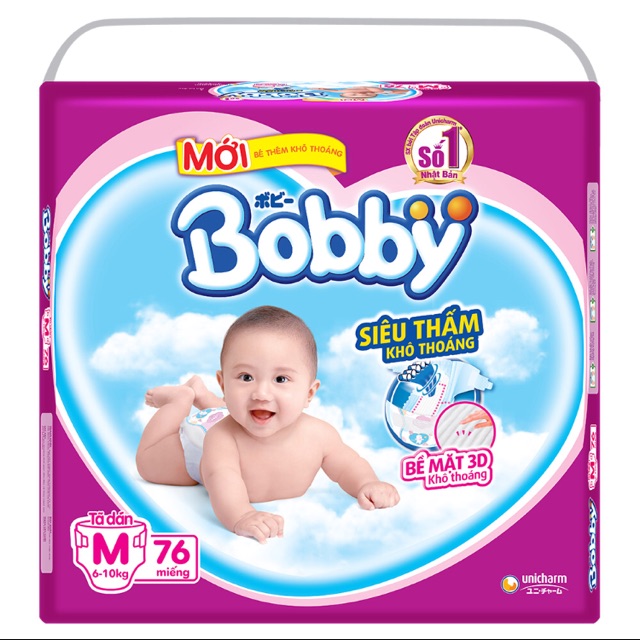 Tã dán Bobby M/76M; L/68M; XL/62M
