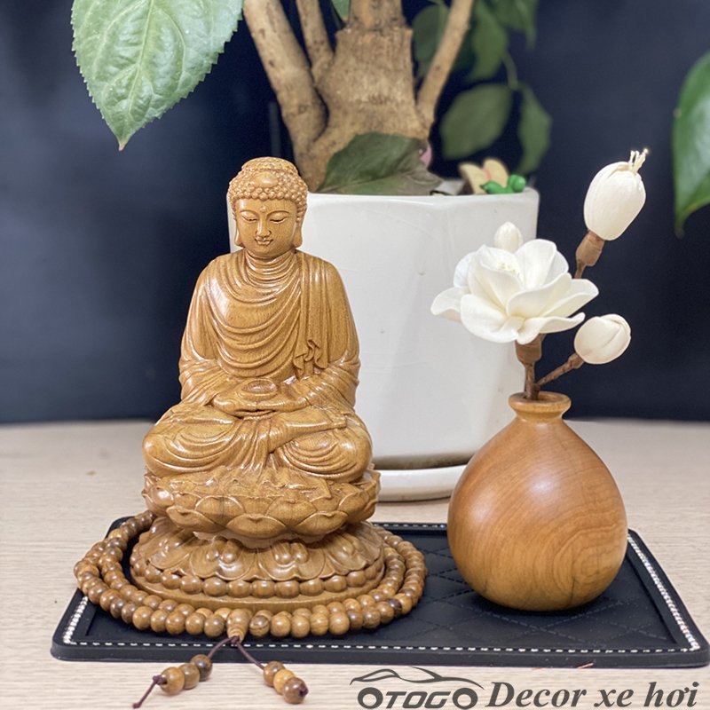 Tượng phật bổn sư thích ca mâu ni gỗ , tượng phật thích ca để ô tô bình an
