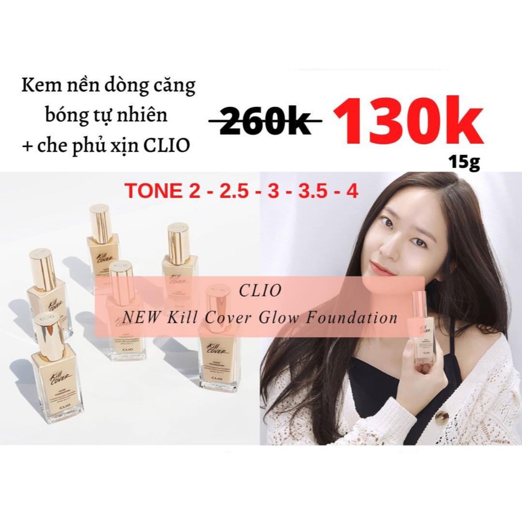 Kem nền căng bóng Clio Kill cover glow foundation 15g