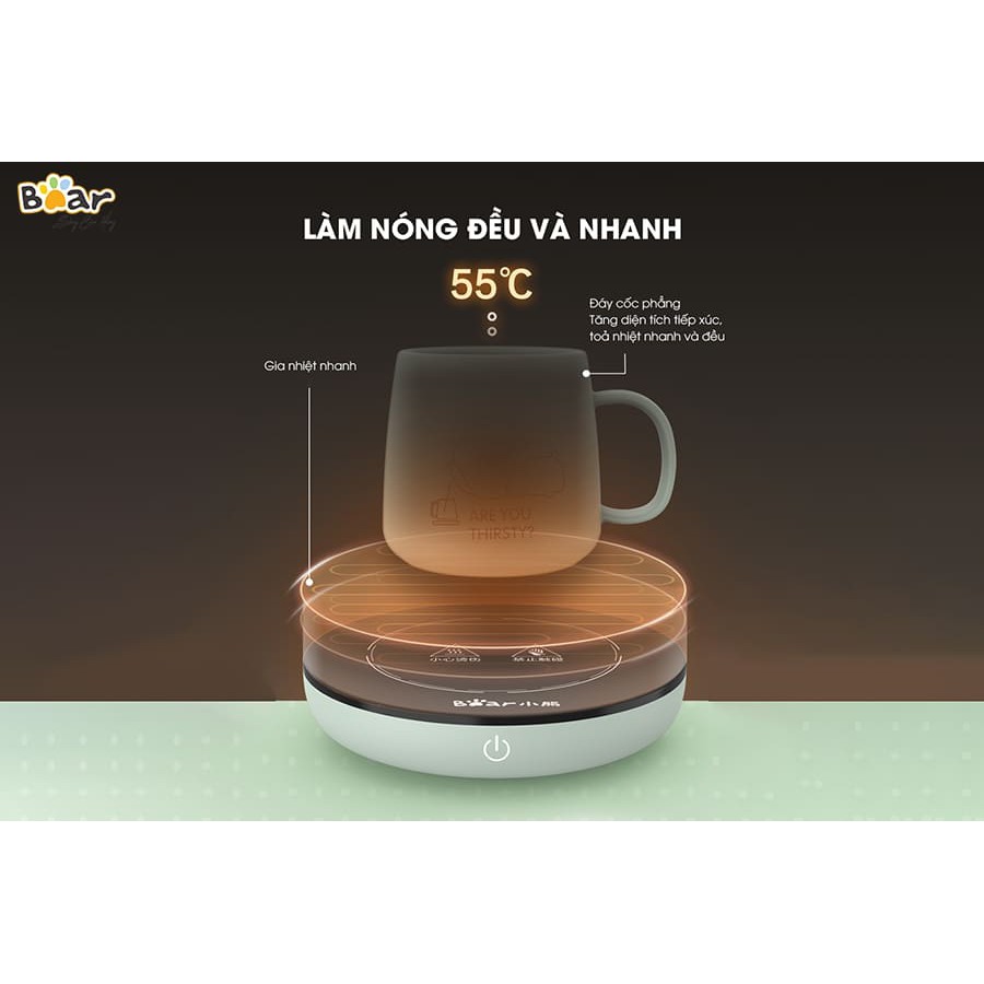 HOT-[CHÍNH HÃNG]  Đế làm nóng đồ uống Bear DRBD-A16B1 - Màu xanh Green đa năng bán chạy (Bảo hành 12 tháng)