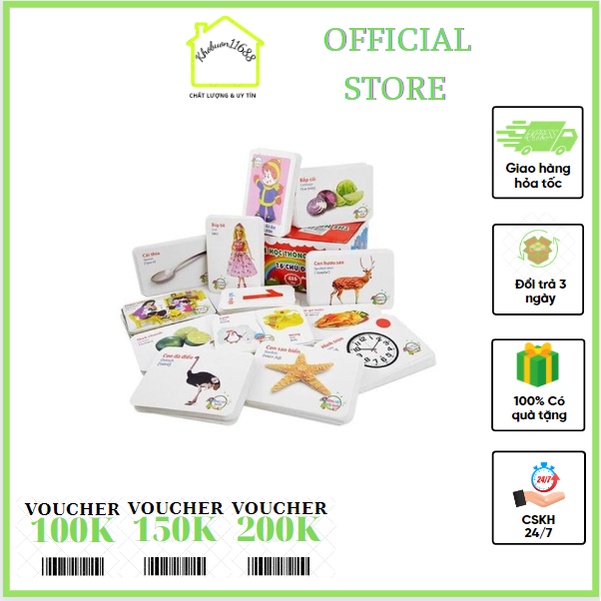 Thẻ Học Song Ngữ Việt Anh 16 Chủ Đề Cho Bé Thỏa Sức Khám Phá - 1 bộ gồm 416 thẻ có phiên âm chuẫn tiếng anh