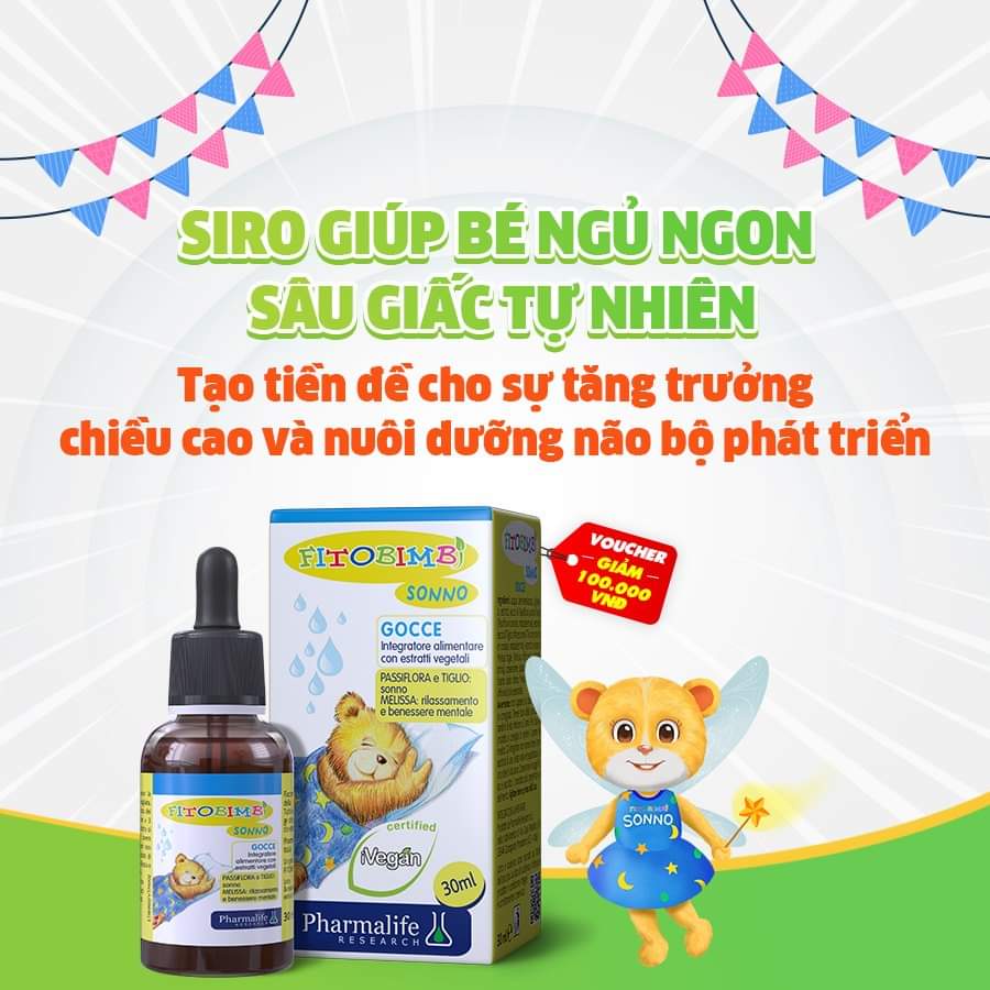 Siro Ngủ Ngon Fitobimbi Sonno - Hỗ Trợ Cải Thiện Giấc Ngủ,Giảm Căng Thẳng,Ngủ Không Sâu Giấc Ở Trẻ Lọ 30ml