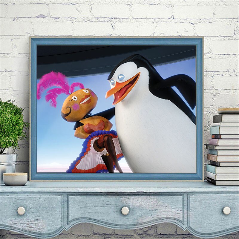 Bộ Tranh Đính Đá 5D Họa Tiết Chim Cánh Cụt Độc Đáo Kích Thước 40x30CM Diy Dùng Trang Trí