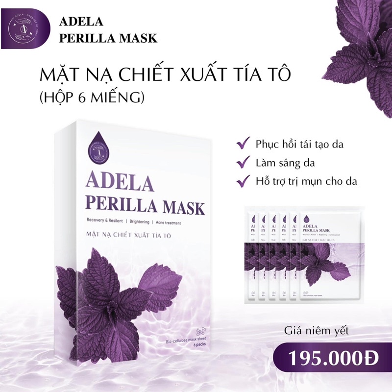 Mặt nạ tía tô Adela dưỡng ẩm sáng da mờ thâm
