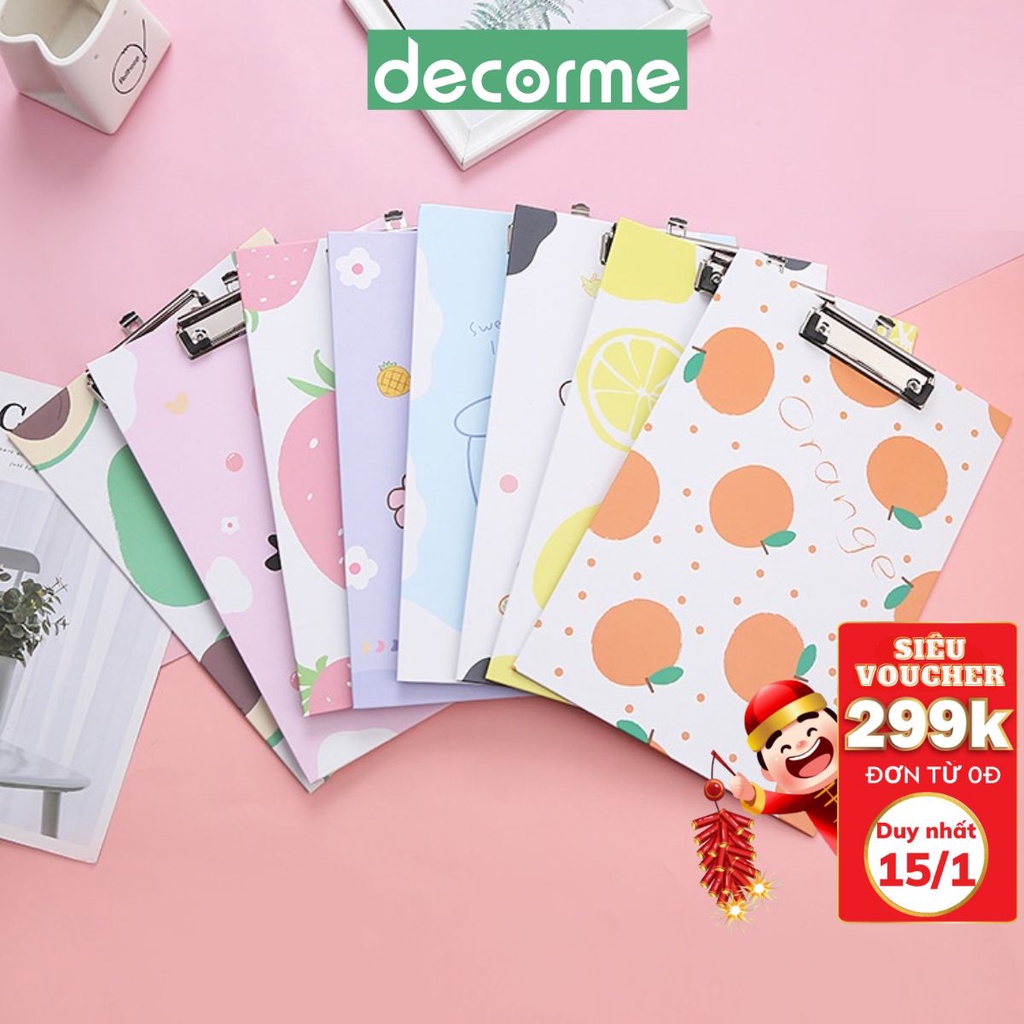 Bìa Trình ký A4 họa tiết hoạt hình cute nhiều màu DecorMe Bìa kẹp giấy văn phòng dễ thương SMN