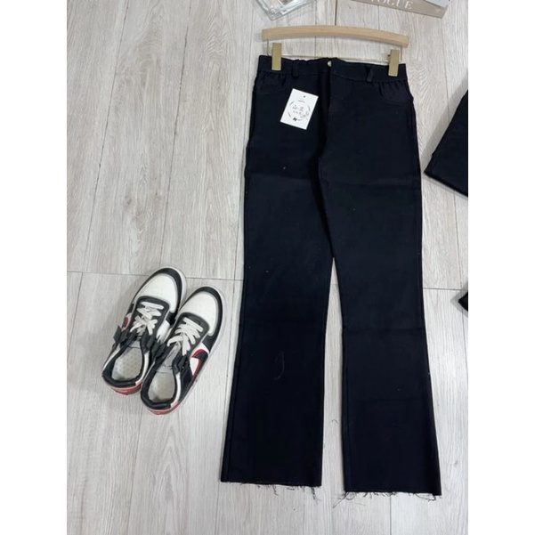 Quần bò ống vẩy loe cúc bụng cạp cao co dãn 4d siêu hách dángu