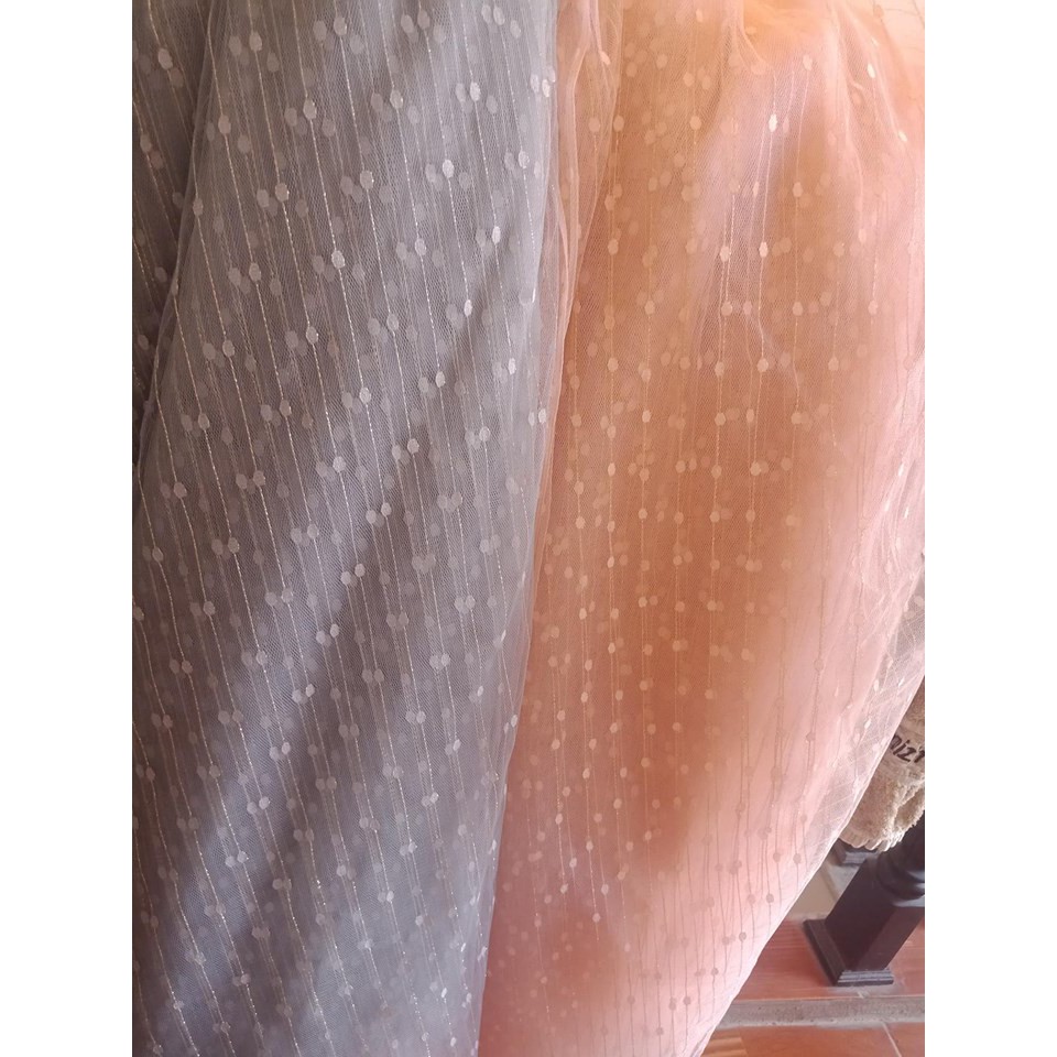 Vải Voan Lưới Chấm Bi May Váy Tutu