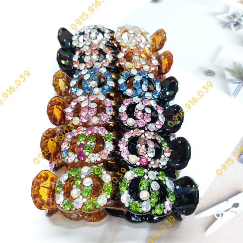 Kẹp càng cua 5 chấu đính đá lấp lánh, kẹp mẫu số 8