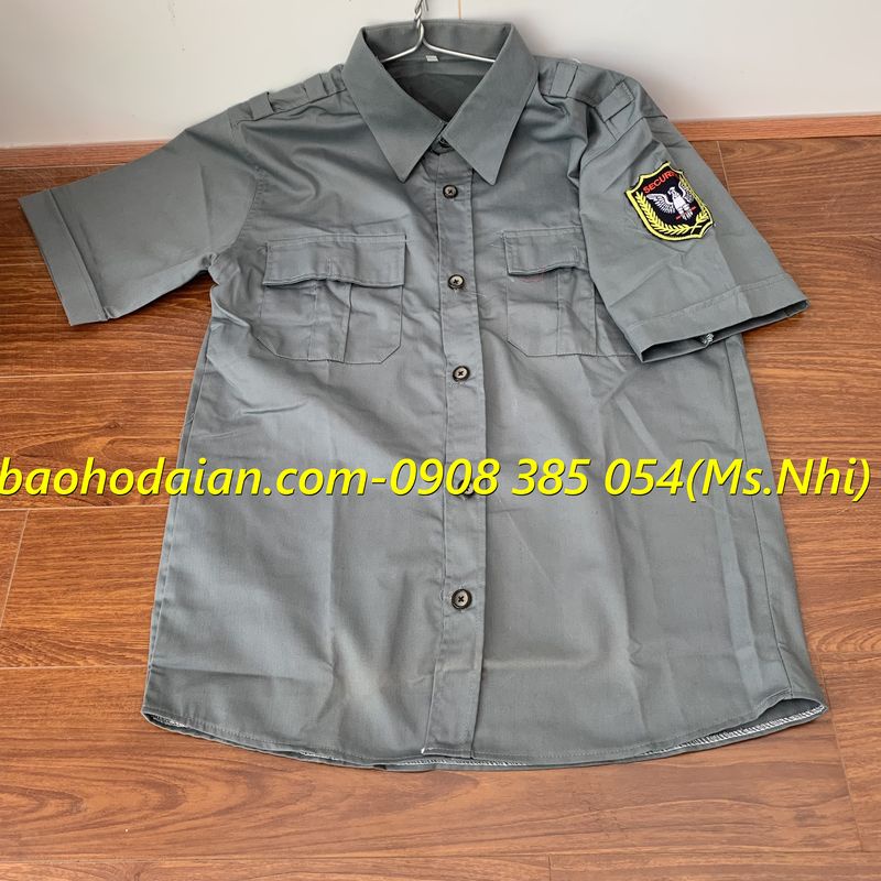 Áo vệ sĩ tay ngắn màu xám sang trọng- Vải kaki thấm hút mồ hôi- Hình thật