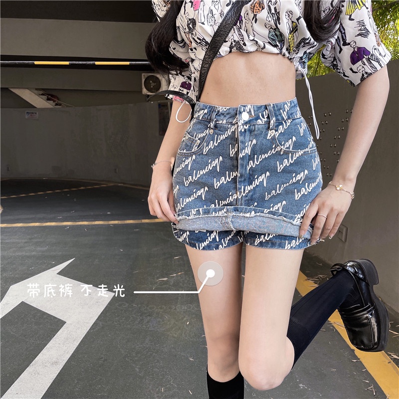 Chân Váy Denim Lưng Cao In Chữ Thời Trang Mùa Hè Mới Cho Nữ