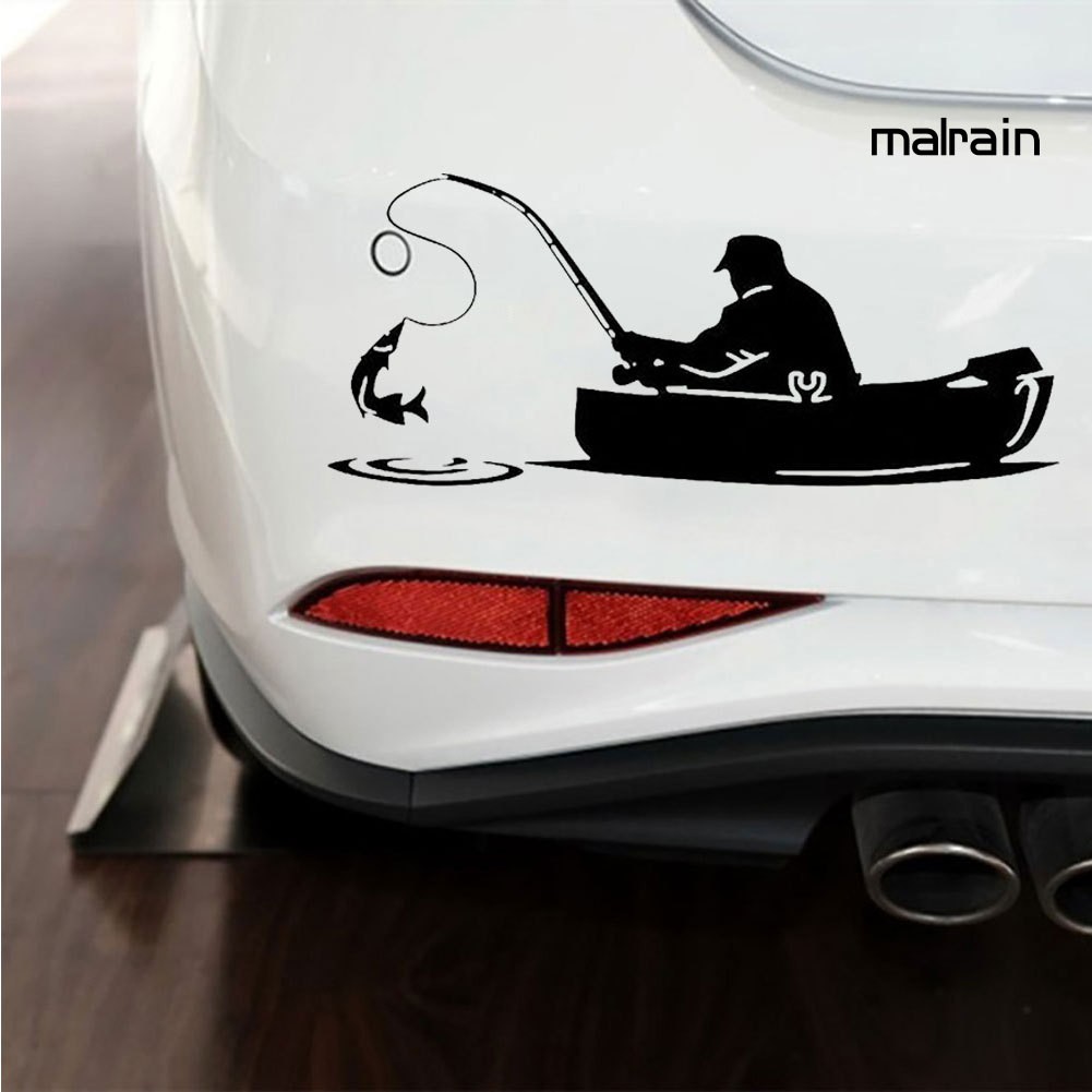 Nhãn dán trang trí xe ô tô/ xe tải họa tiết người ngồi thuyền câu cá độc đáo