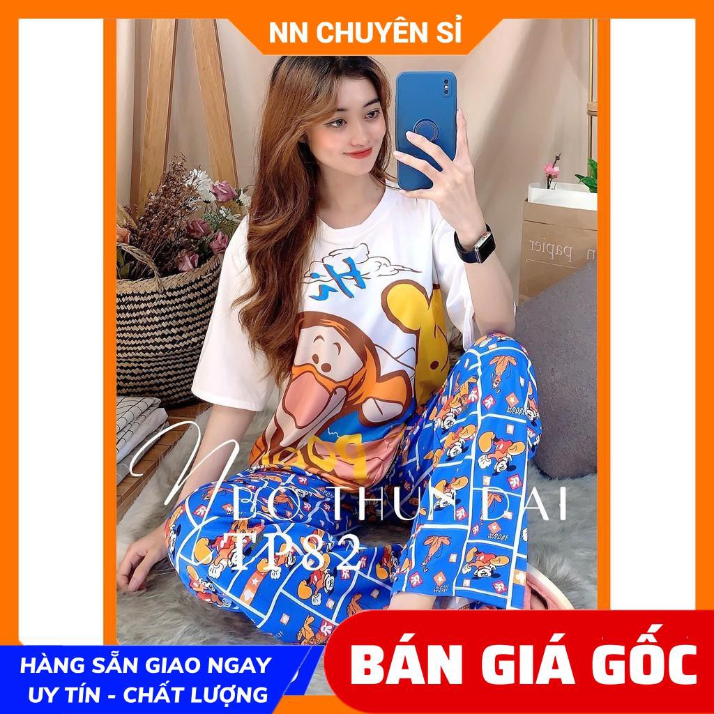 Đồ bộ nữ mặc nhà phom to 60kg chất thun mềm mịn mát in hình hoạt hình siêu dễ thương TS391 TP82