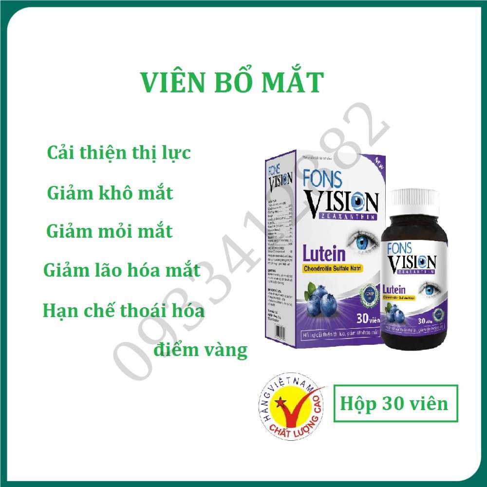 Viên uống bổ mắt Fons Vision - hộp 30 viên giảm mờ mắt, khô mắt, nhức mỏi mắt cho mắt sáng, cải thiện thị lực