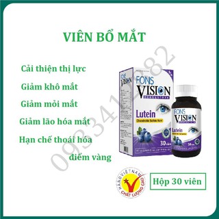Viên uống bổ mắt Fons Vision - hộp 30 viên giảm mờ mắt, khô mắt, nhức mỏi mắt cho mắt sáng, cải thiện thị lực