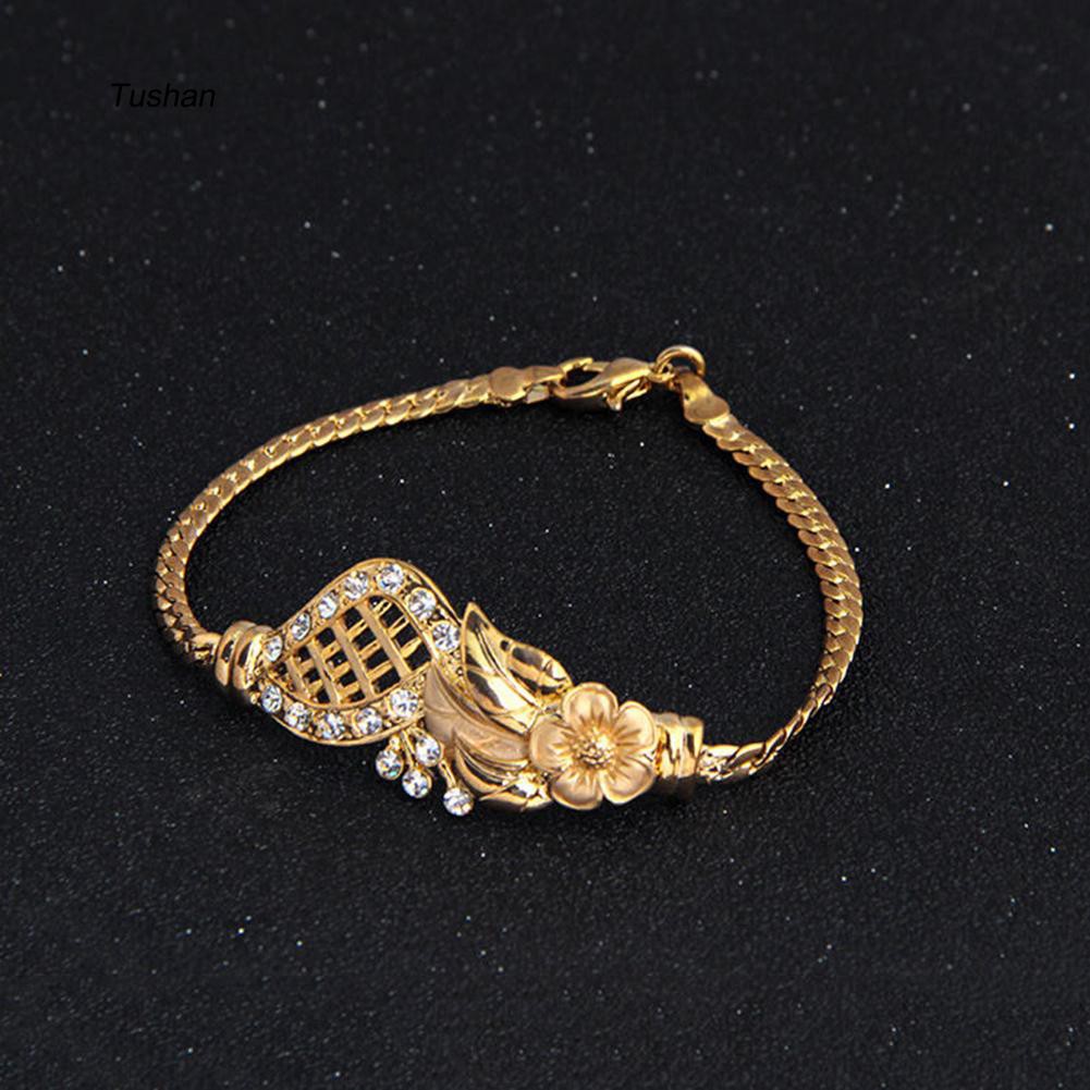 Bộ trang sức nữ mạ vàng và vòng cổ nhẫn bông tai vòng tay nhẫn sang trọng