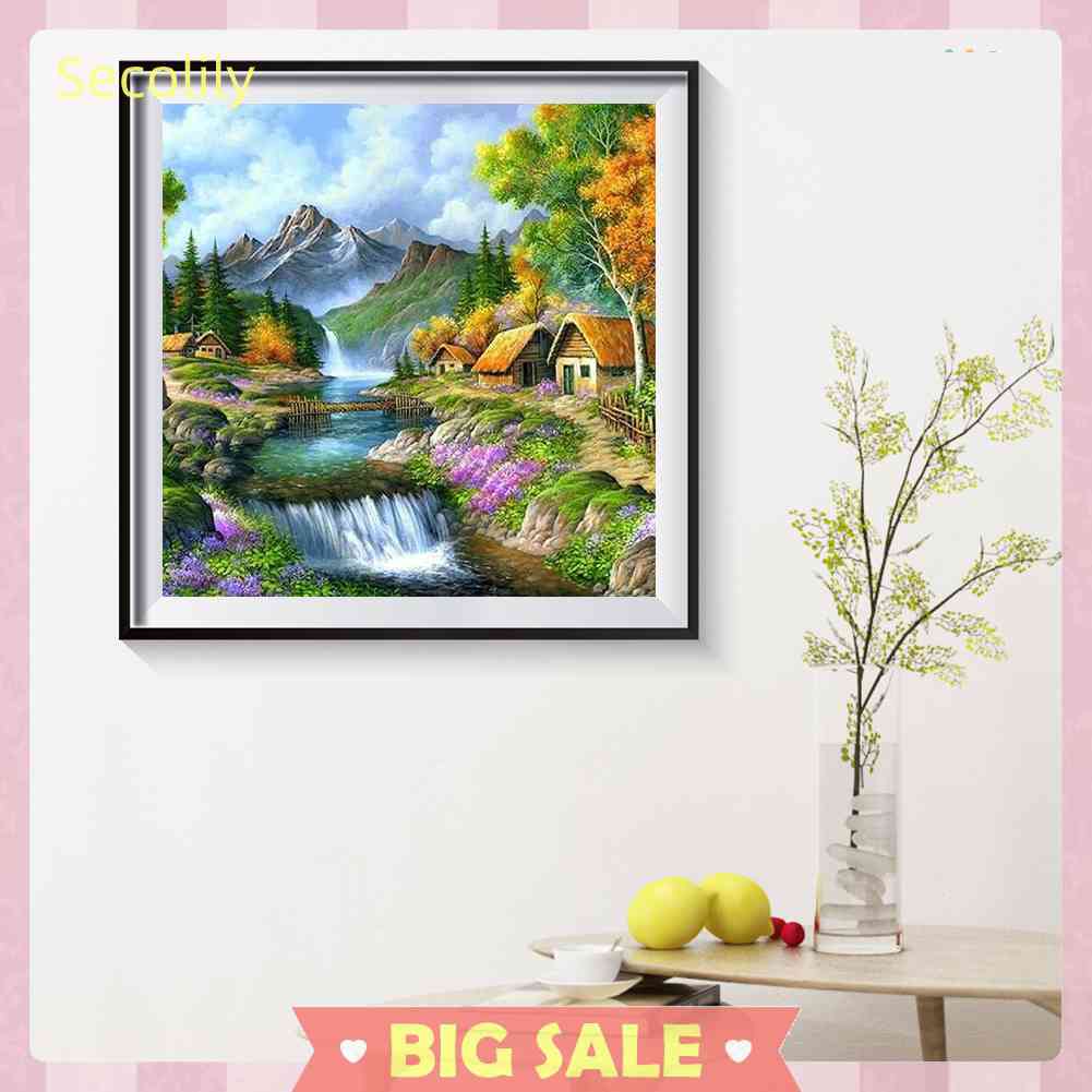 Bộ Tranh Thêu Chữ Thập DIY Hình Làng Núi 11CT