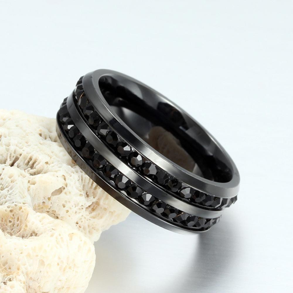 Nhẫn đeo tay bằng thép không gỉ màu đen thời trang đám cưới cho nam nữ