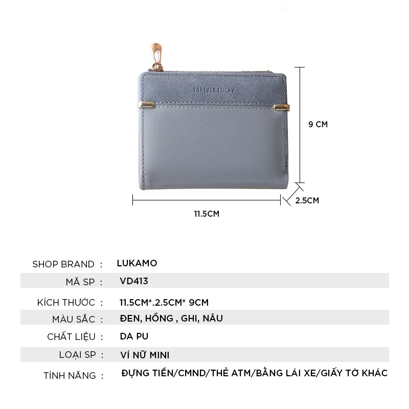 Ví nữ cầm tay mini ngắn nhiều ngăn nhỏ gọn bỏ túi cute dễ thương LUKAMO VD413 | BigBuy360 - bigbuy360.vn