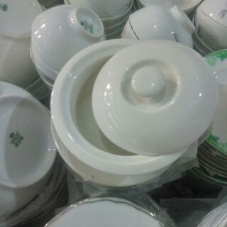 Thố chưng yến bằng sứ dày VIỆT NAM (miệng thố 14cm cả viền, cao 7cm)