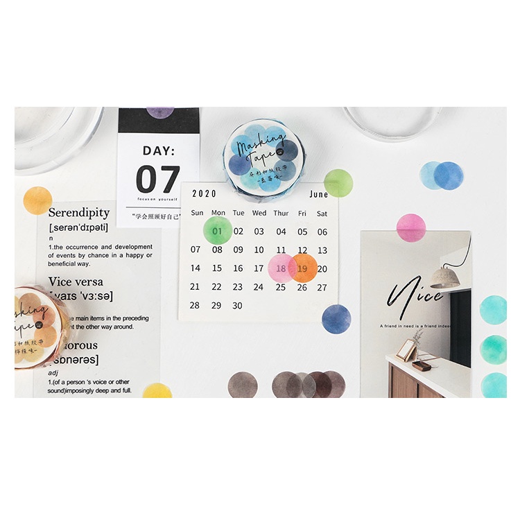 Cuộn 100 Sticker Chấm Tròn Nhiều Màu