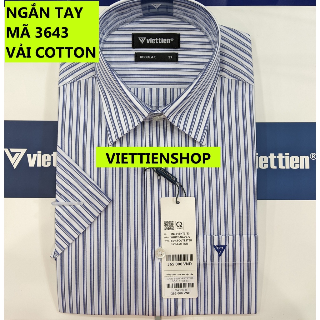 (3643 SS) ÁO SƠ MI VIỆT TIẾN NGẮN TAY KẺ SỌC