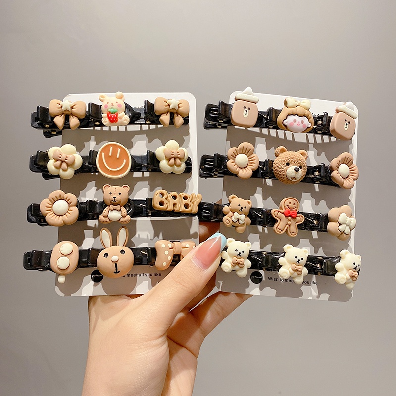 Kẹp Tóc Nữ Thiết Kế Bện Sợi Màu Sắc Cà Phê Xinh Xắn