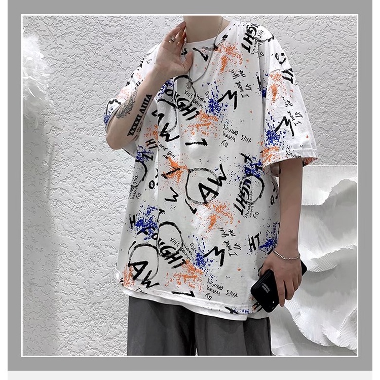 Áo thun nam tay ngắn in họa tiết graffiti phong cách thời trang M-7XL