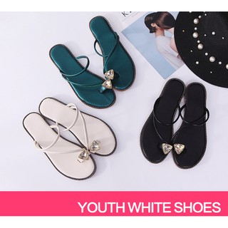 Sandal Nữ Đính Đá Kiểu Dáng Hàn Quốc (Đủ màu: Xanh, Đen, Trắng)