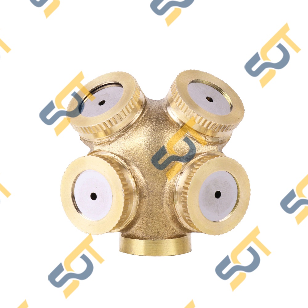 [PHUN TIA NƯỚC] Đầu phun 4 tia nước ren trong G 1/4 13 ứng dụng béc phun công nghiệp &amp; tưới cây - Bằng đồng