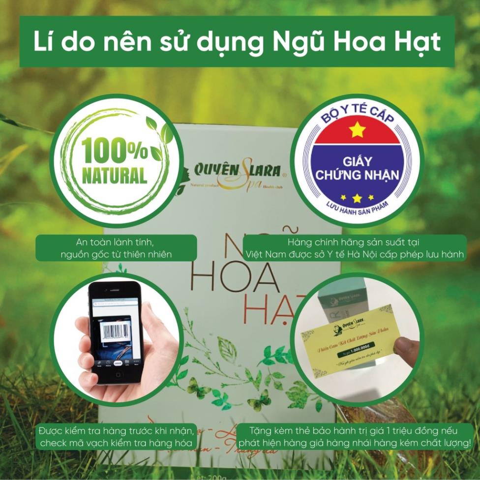 (Chính Hãng) Mặt nạ thảo mộc ngũ hoa hạt Quyên Lara 200g cho mọi loại da