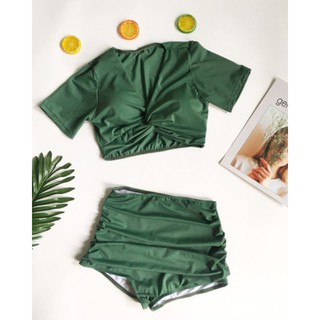 Bikini tay co  xoắn nhún( nhiều màu)