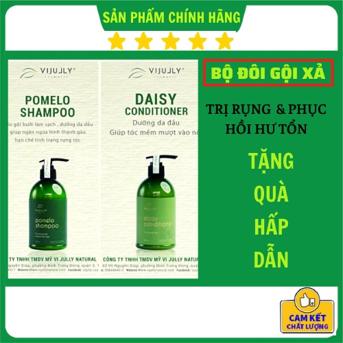 Bộ Đôi Dầu Gội Xả Bưởi, Dầu Gội XảTóc Vijully - Ngăn Ngừa Rụng, Hỗ Trợ Rụng Tóc, Phục Hồi Tóc Khô Xơ Và Hư Tổn