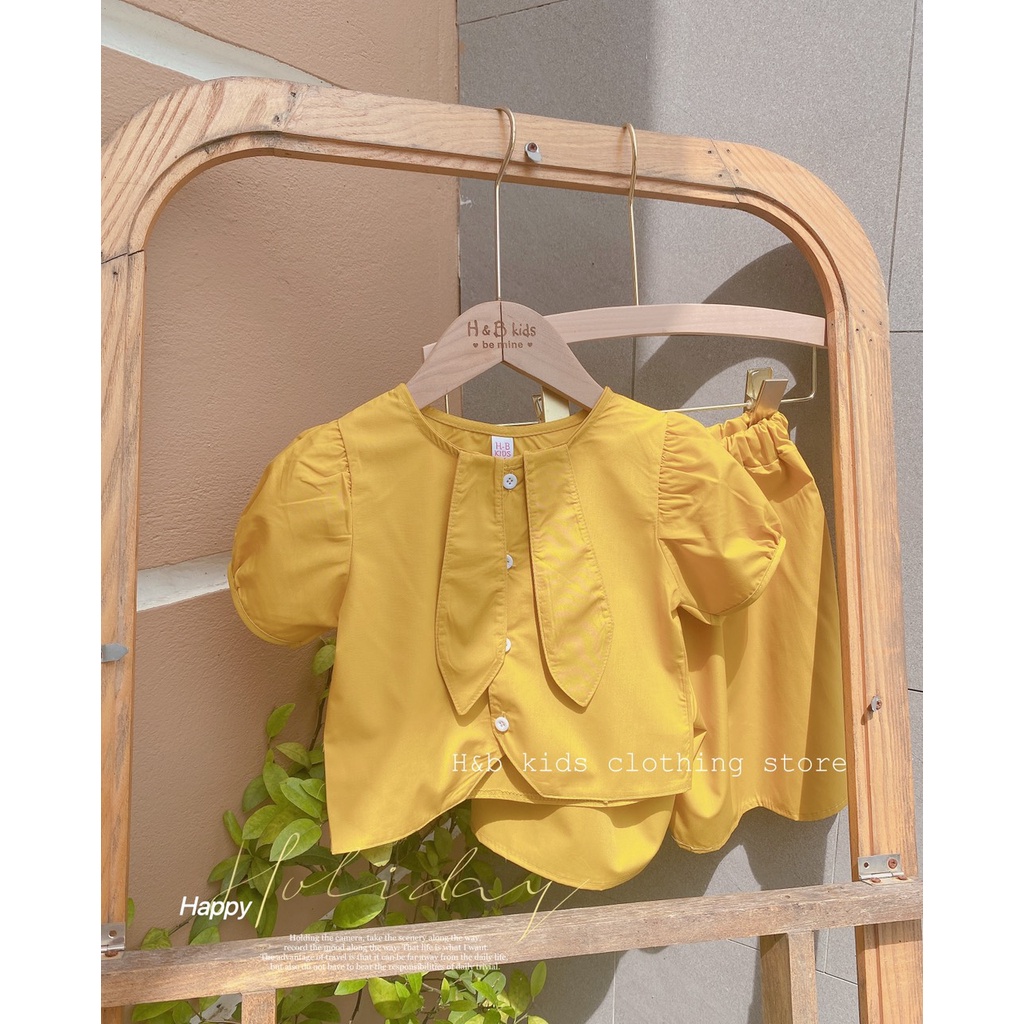 Set áo 2 tà quần ống rộng bé gái